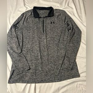 Under Armour 1/4 Zip Long Sleeve Pullover Heathered Gray Men's L Loose Heat Gear